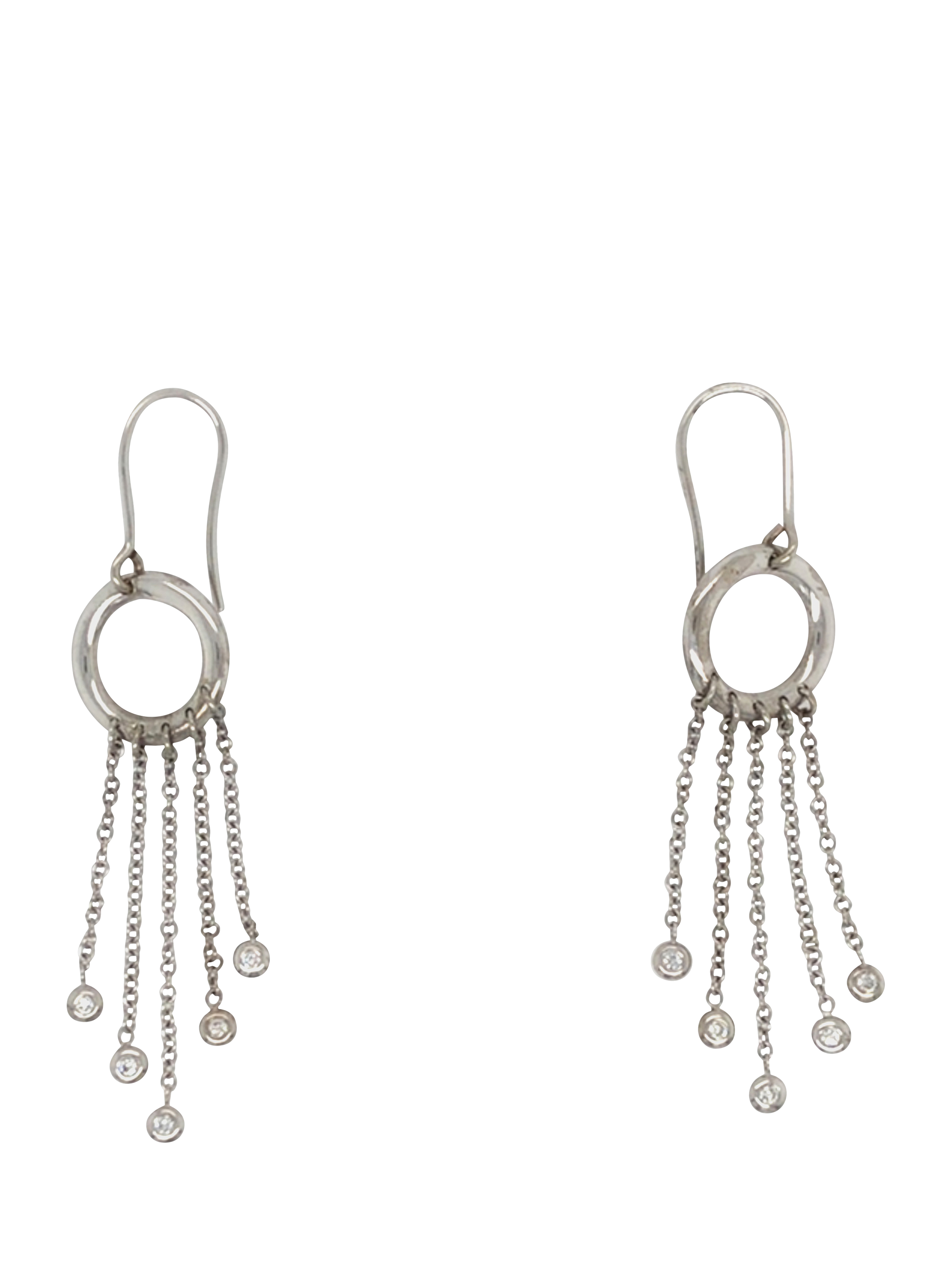 Pre-loved 9ct White Gold Diamond Hoop Drop Earrings