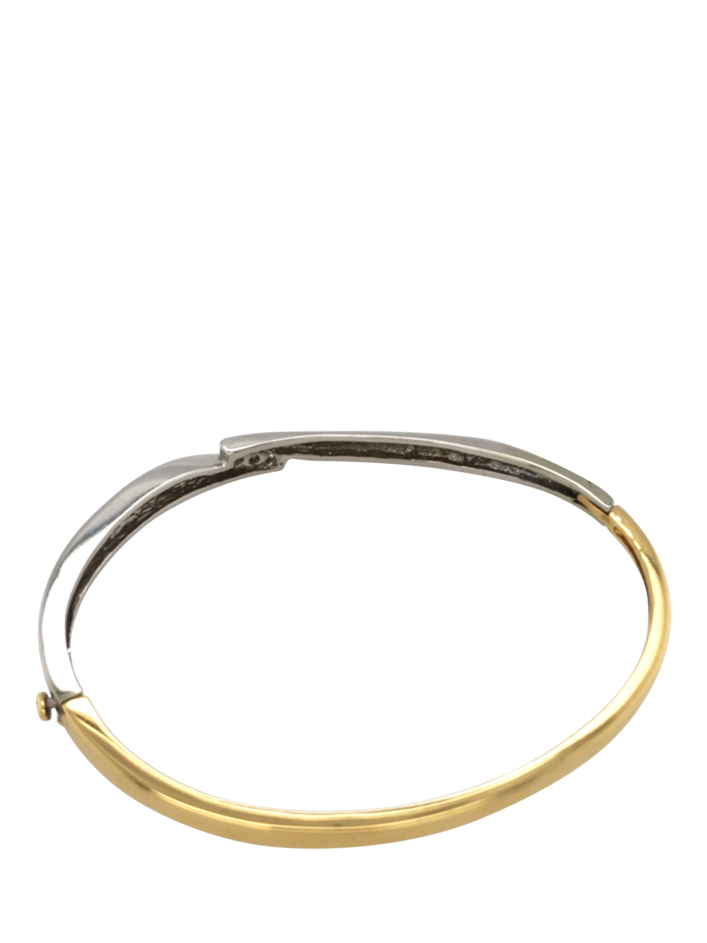 Product image 5 of 6, which shows Pre-loved 18ct Yellow and White Gold 3-Stone Diamond Cross-Over Bangle