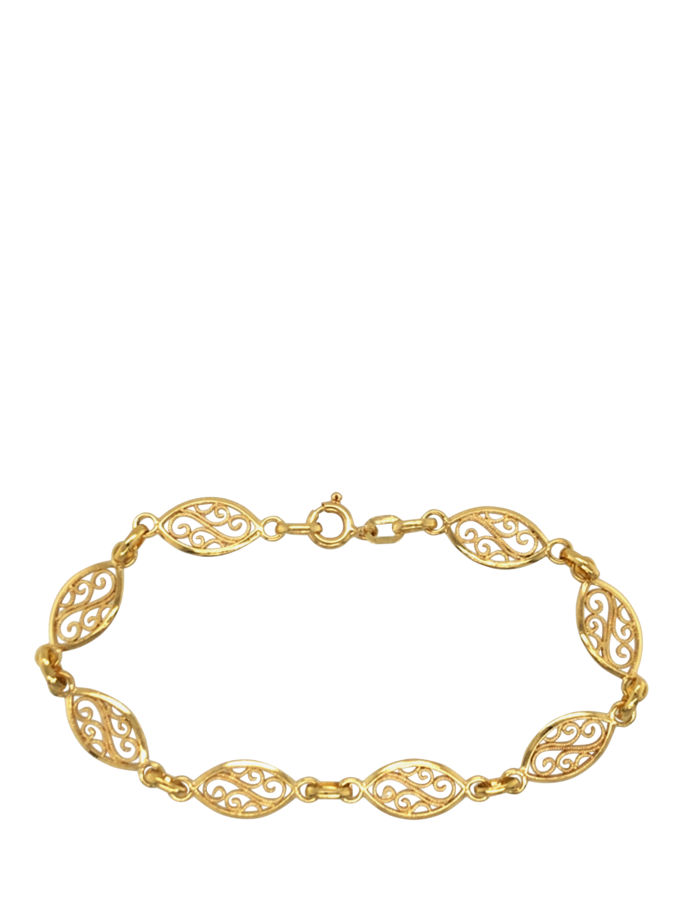 Product image 1 of 4, which shows Pre-loved Vintage Fine Jewellery 9ct Yellow Gold Filigree Oval Link Bracelet, Circa 1990