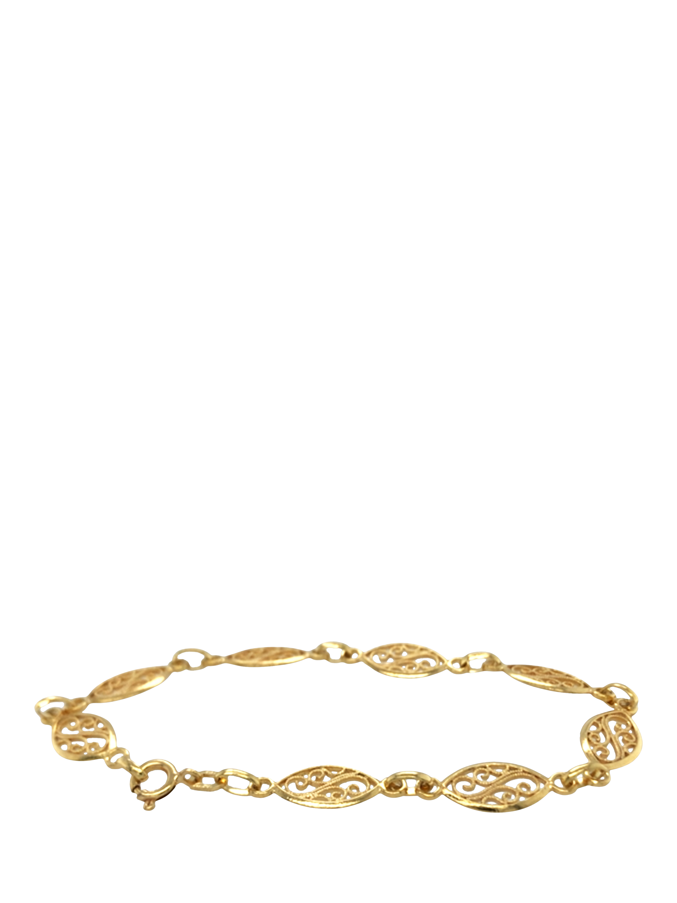 Product image 3 of 4, which shows Pre-loved Vintage Fine Jewellery 9ct Yellow Gold Filigree Oval Link Bracelet, Circa 1990