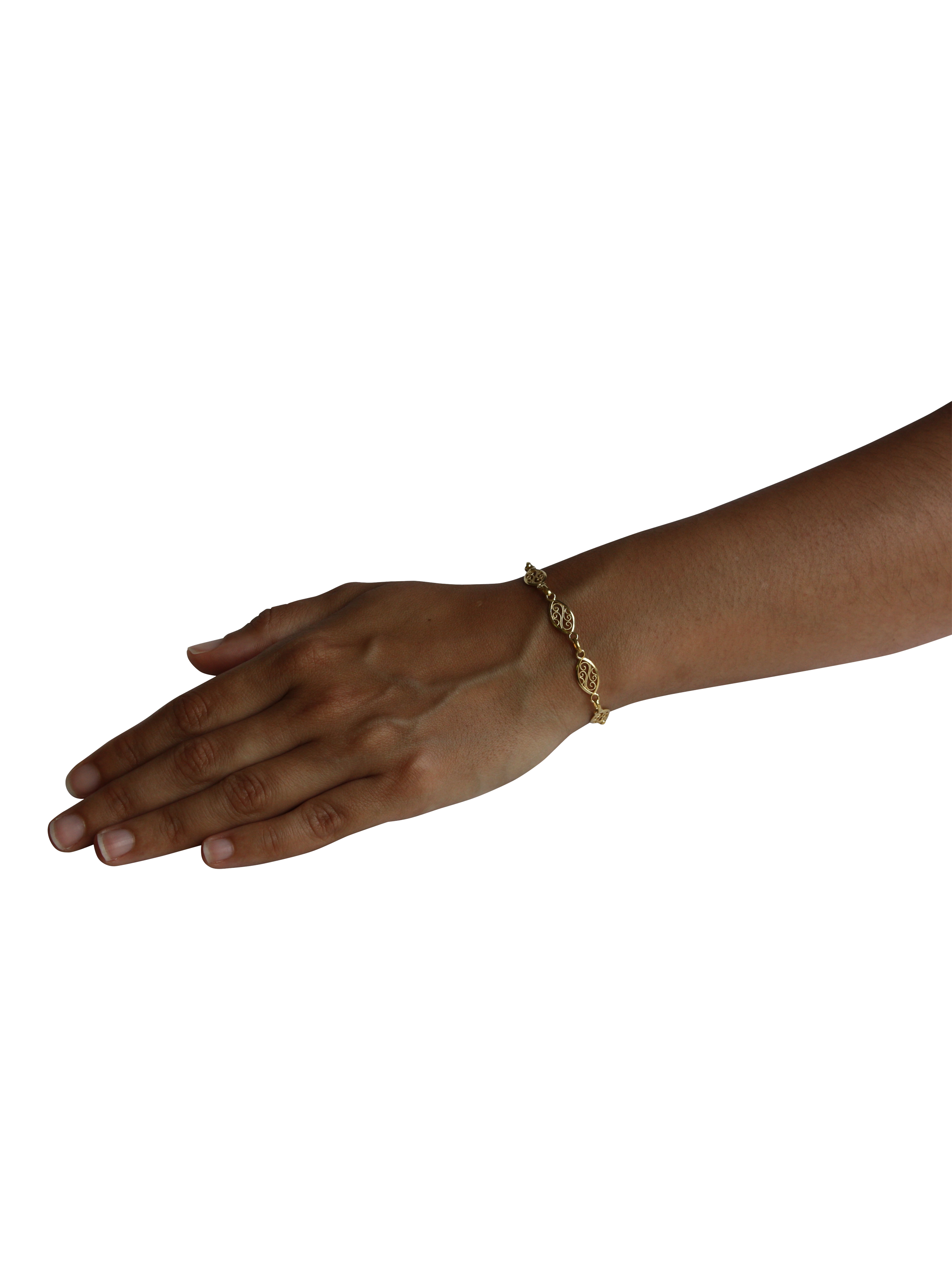 Product image 4 of 4, which shows Pre-loved Vintage Fine Jewellery 9ct Yellow Gold Filigree Oval Link Bracelet, Circa 1990