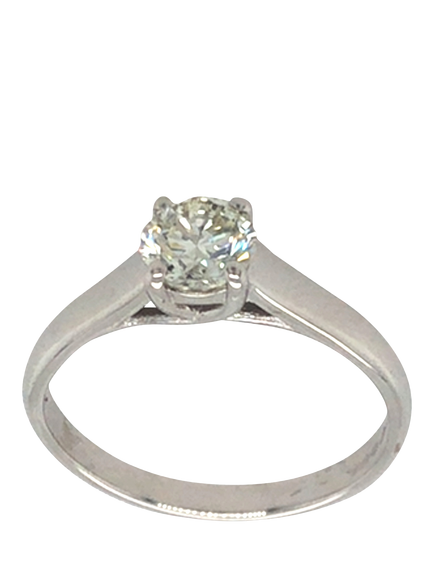 Pre-loved 18ct White Gold Single Stone Diamond Claw Set Ring, White Gold