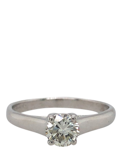 Pre-loved 18ct White Gold Single Stone Diamond Claw Set Ring - view 2, White Gold