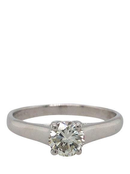 Pre-loved 18ct White Gold Single Stone Diamond Claw Set Ring - view 2, White Gold
