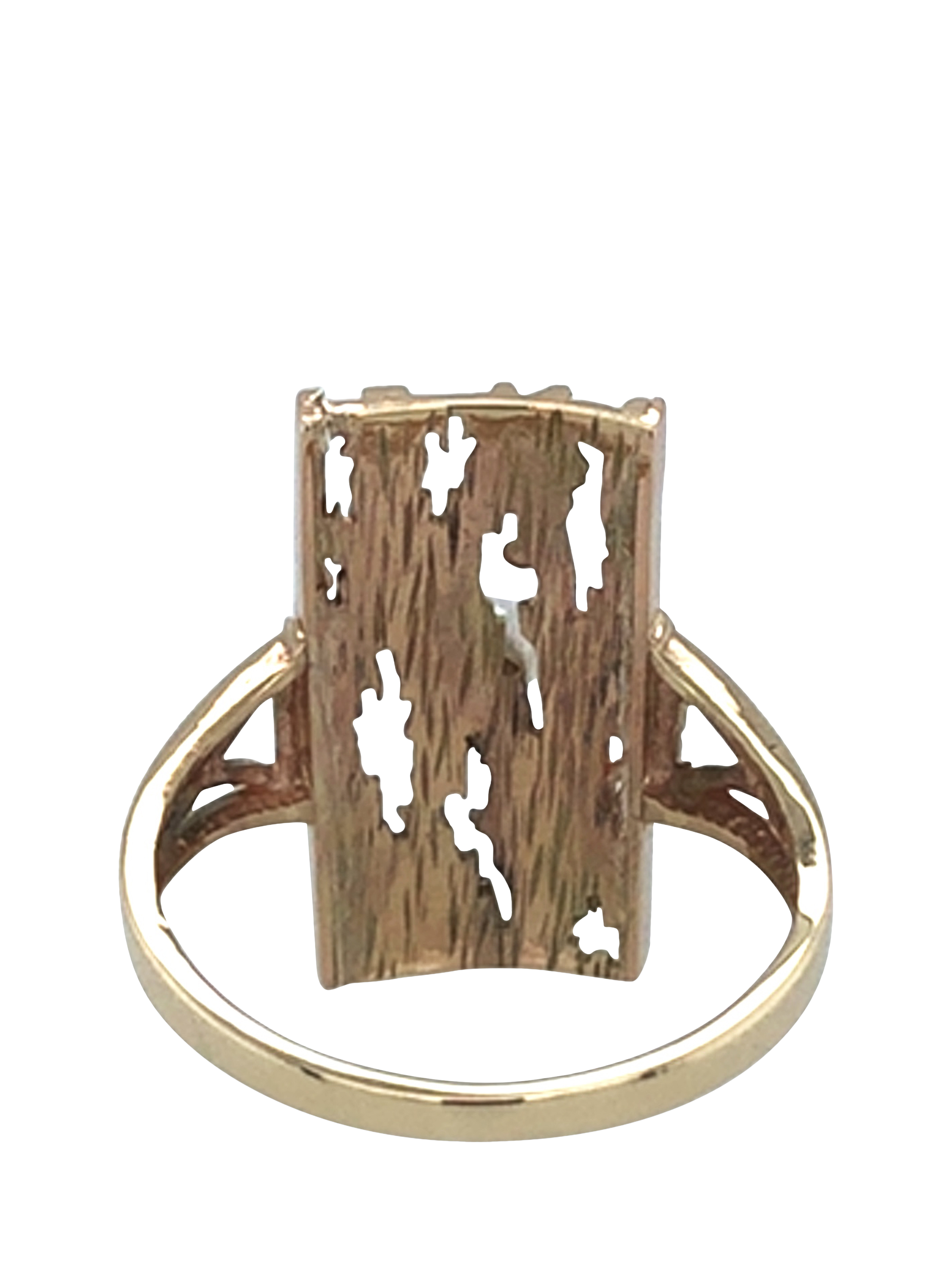 Product image 4 of 5, which shows Pre-loved 9ct Yellow Gold Rectangular Single Stone Cultured Pearl Abstract Ring, Circa 1986