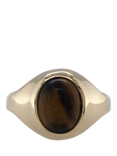 Pre-loved 9ct Yellow Gold Oval Tigers Eye Ring, Dated Circa 1978
