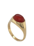 Pre-loved 9ct Yellow Gold Single Stone Cabochon Cut Cornelian Ring, Dated Circa 1972