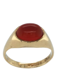 Pre-loved 9ct Yellow Gold Single Stone Cabochon Cut Cornelian Ring, Dated Circa 1972