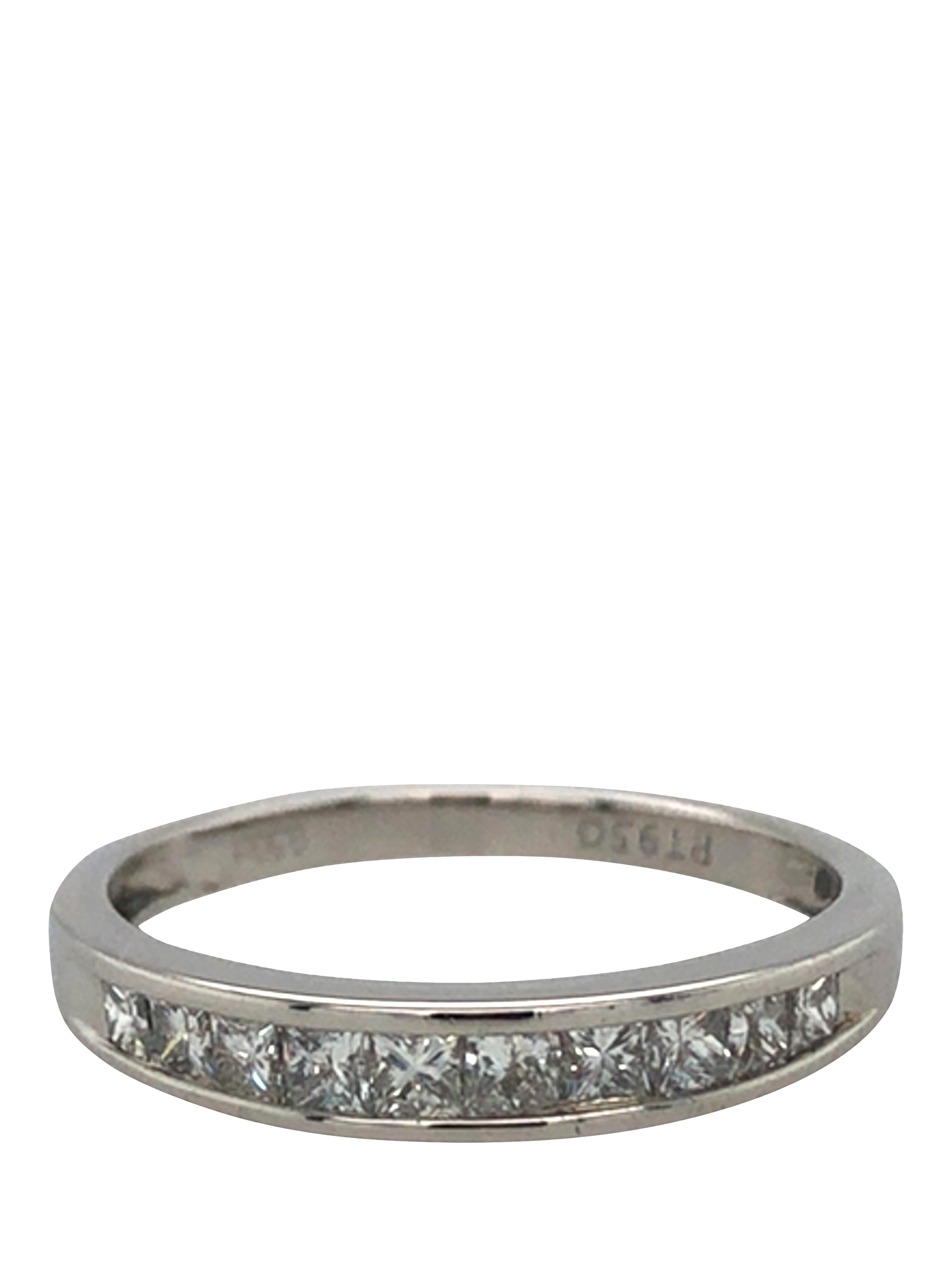 Product image 1 of 5, which shows Pre-loved Platinum Princess Cut Diamond Half Eternity Ring