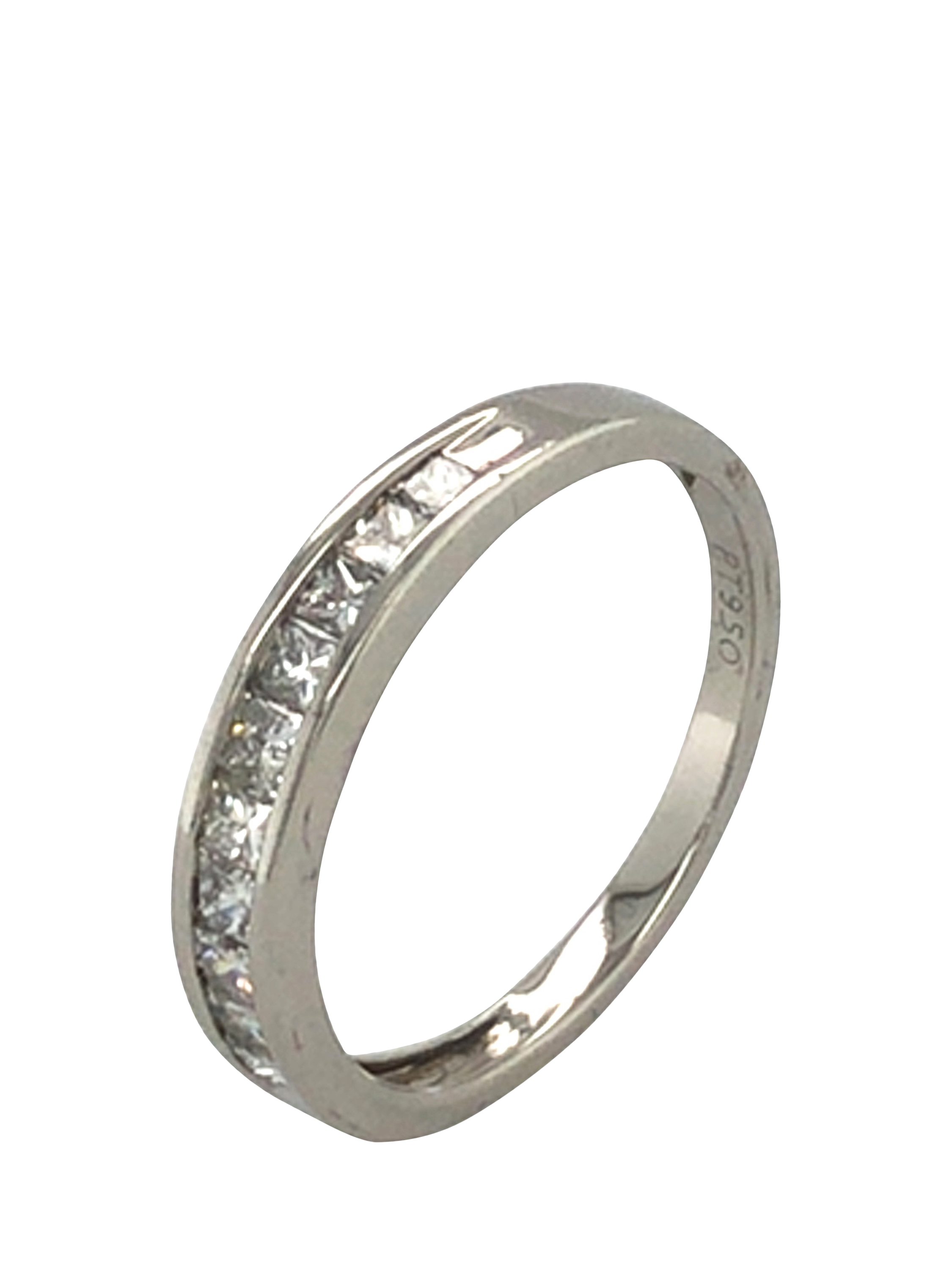 Product image 3 of 5, which shows Pre-loved Platinum Princess Cut Diamond Half Eternity Ring