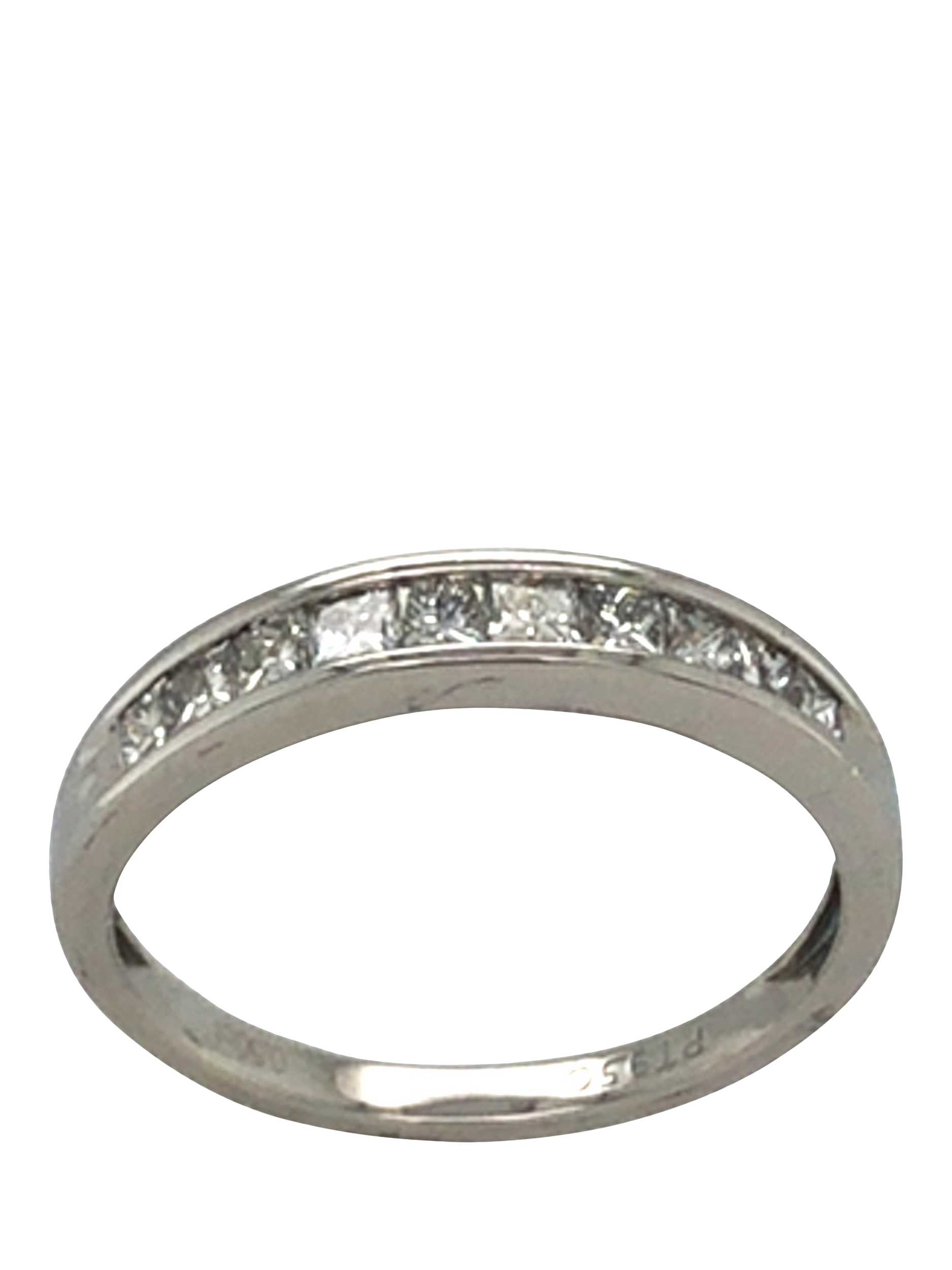 Product image 4 of 5, which shows Pre-loved Platinum Princess Cut Diamond Half Eternity Ring
