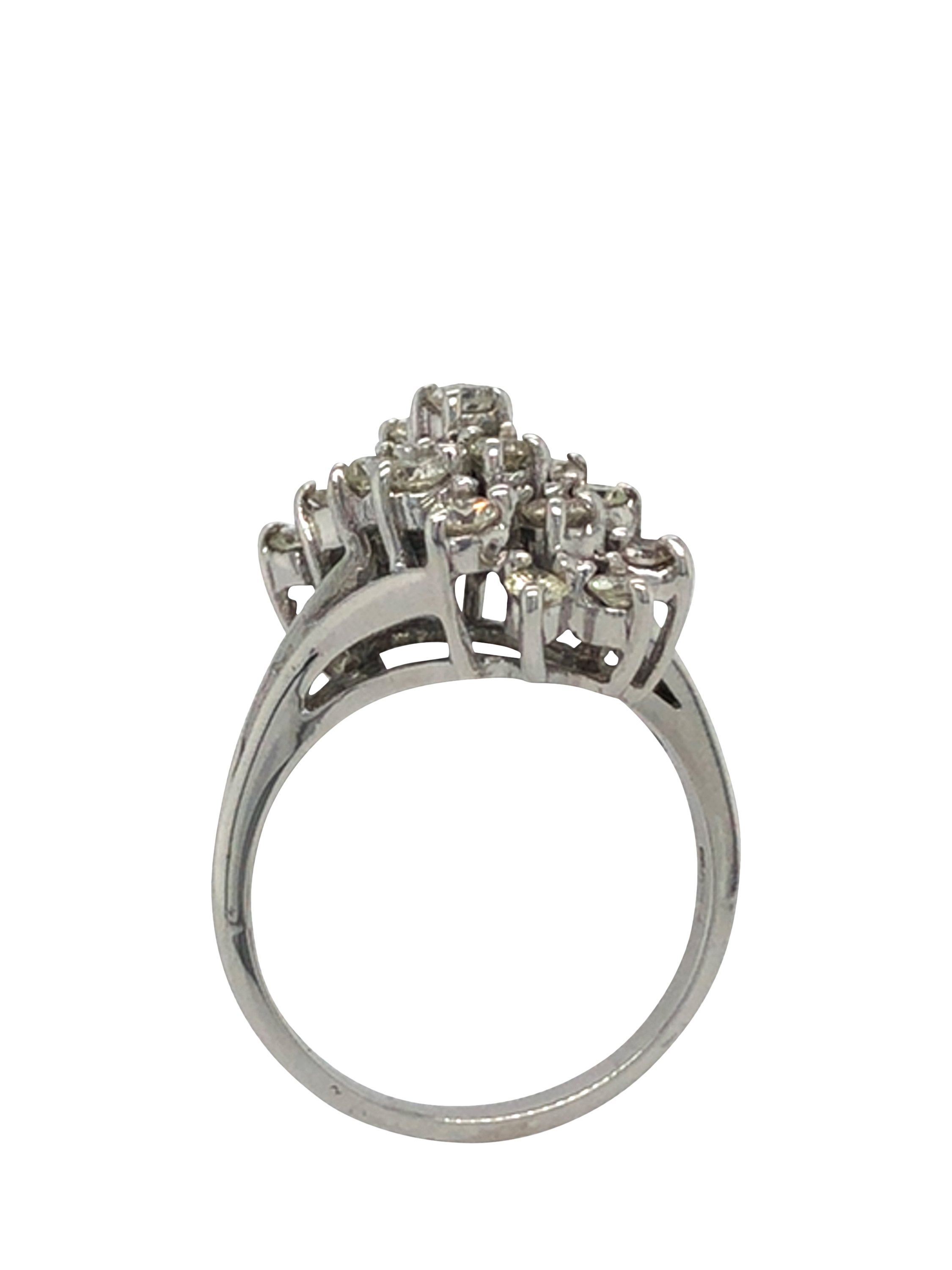 Product image 4 of 6, which shows Pre-loved 9ct White Gold Diamond 3-Row Claw Cross-Over Ring