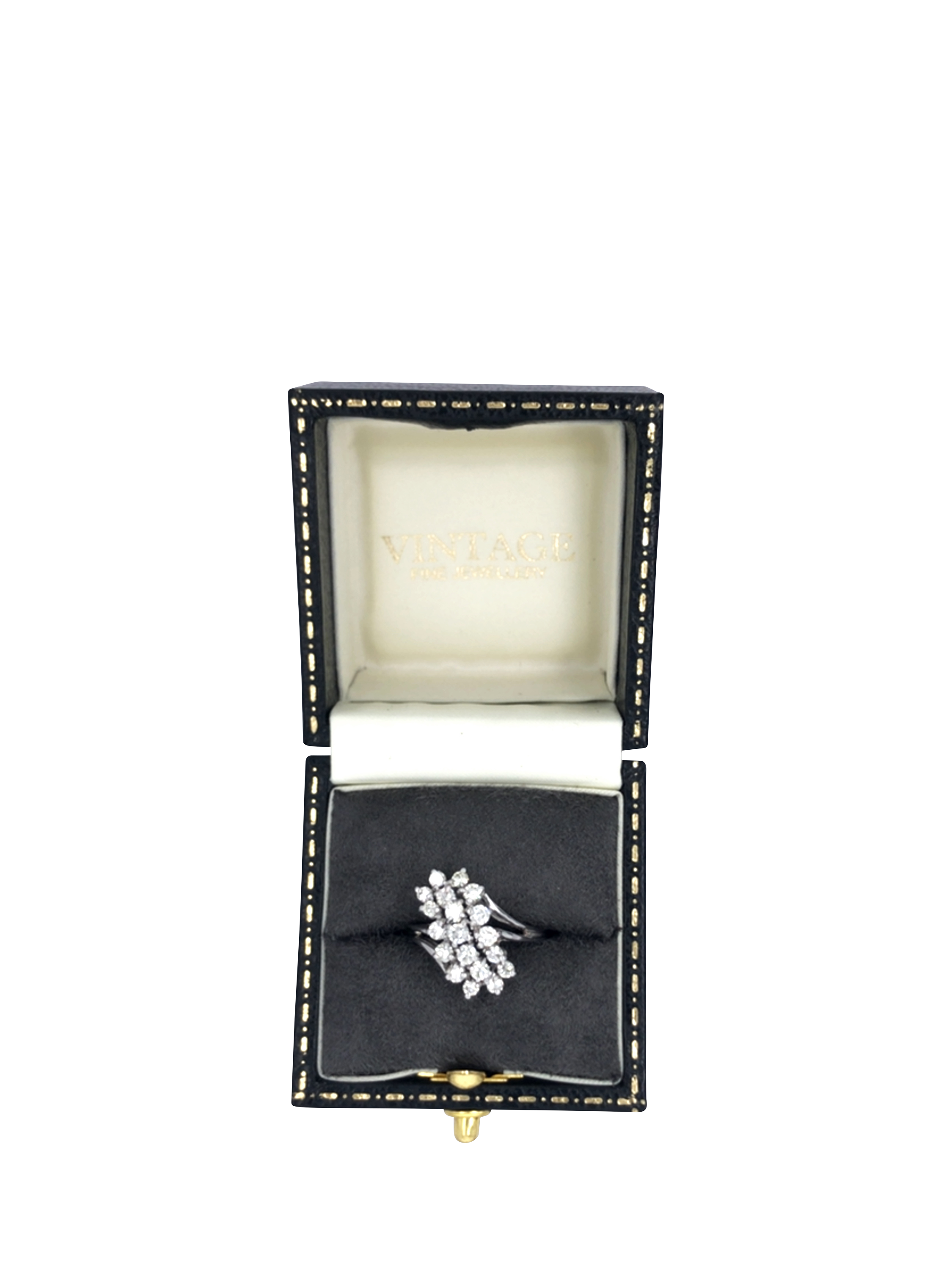 Product image 5 of 6, which shows Pre-loved 9ct White Gold Diamond 3-Row Claw Cross-Over Ring