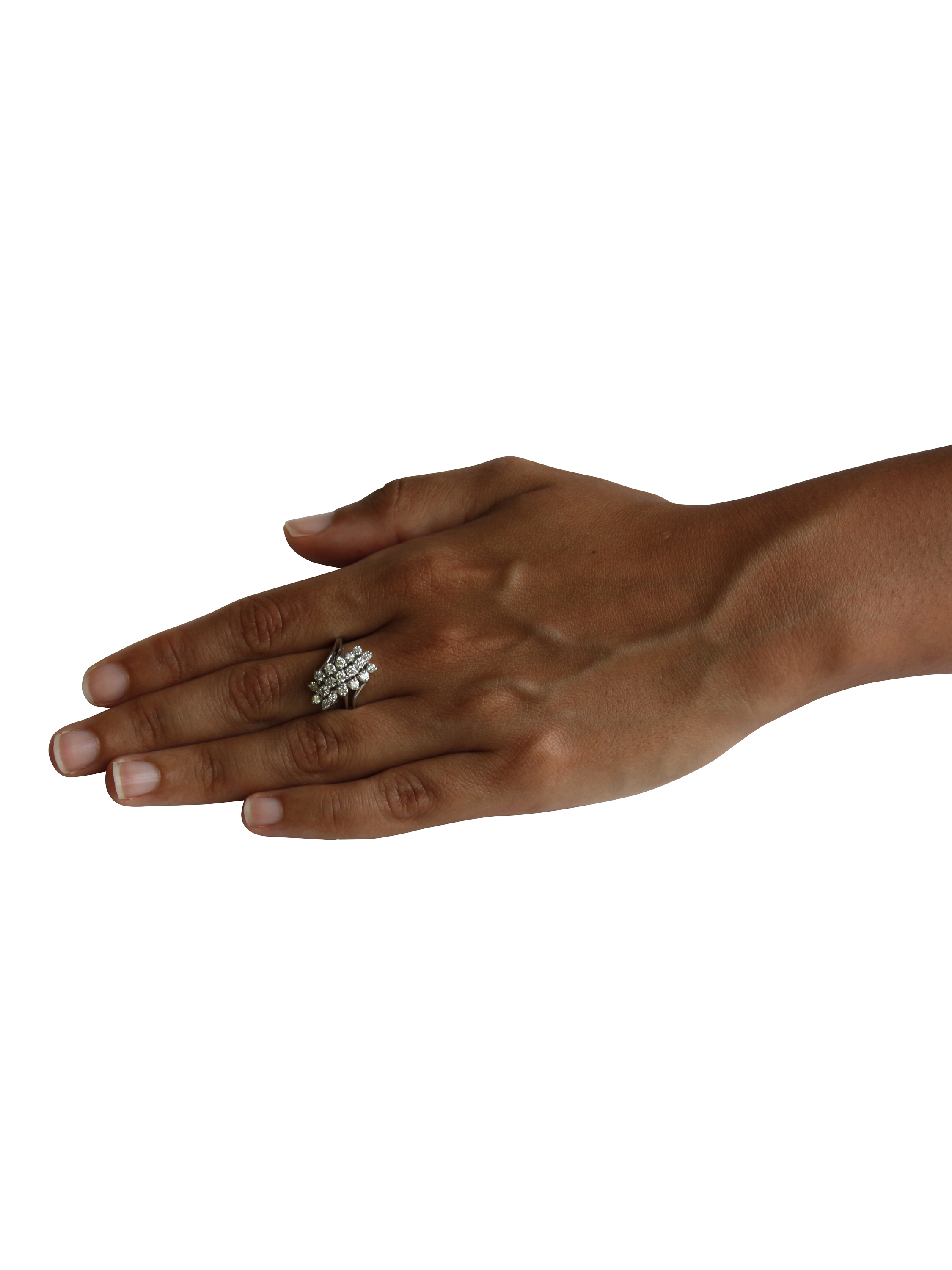 Product image 6 of 6, which shows Pre-loved 9ct White Gold Diamond 3-Row Claw Cross-Over Ring