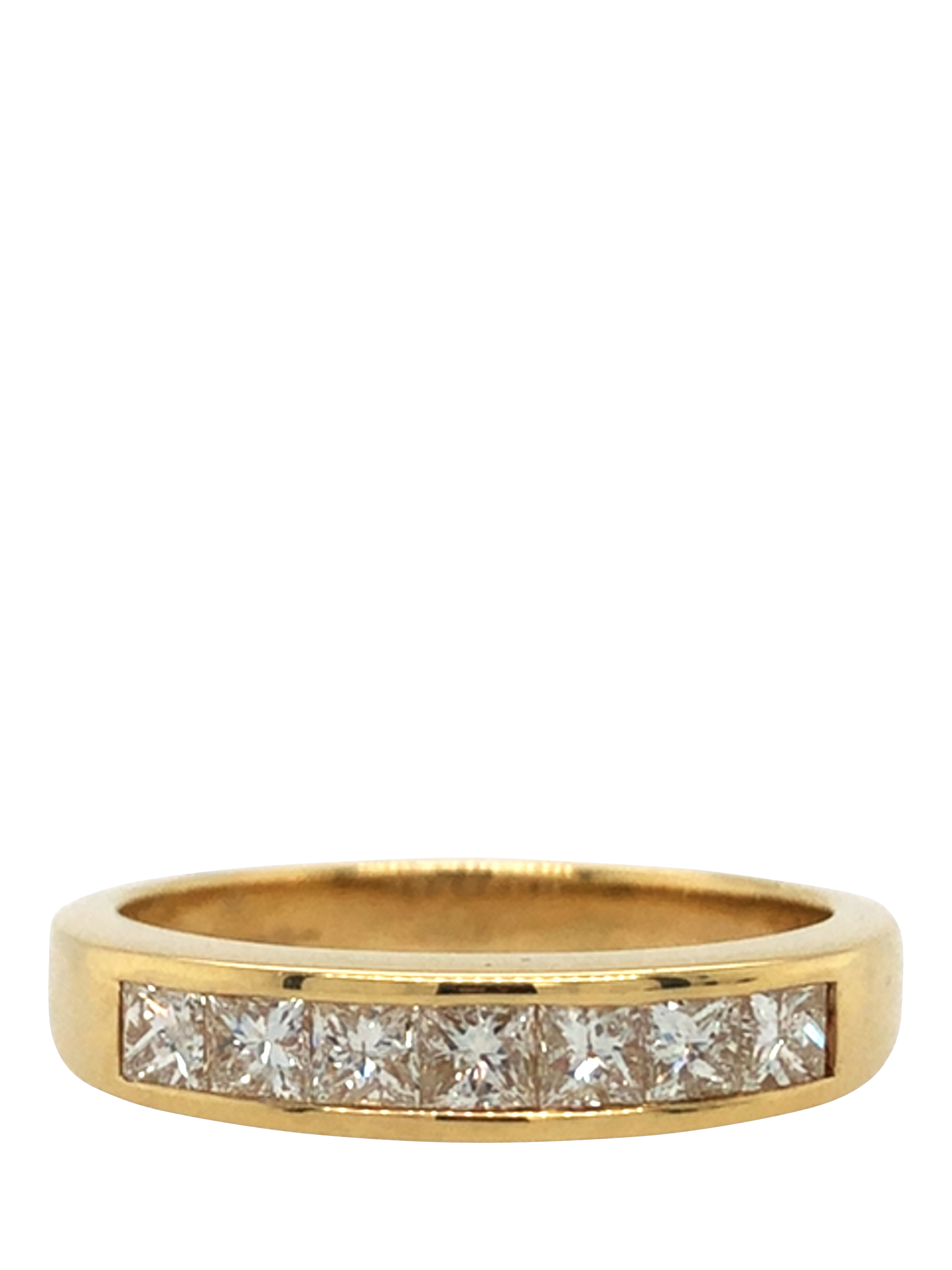 Product image 1 of 5, which shows Pre-loved 18ct Yellow Gold Princess Cut Diamond Eternity Ring