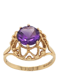 Pre-loved 9ct Yellow Gold Single Stone Claw Set Amethyst Ring, Date Circa 1979