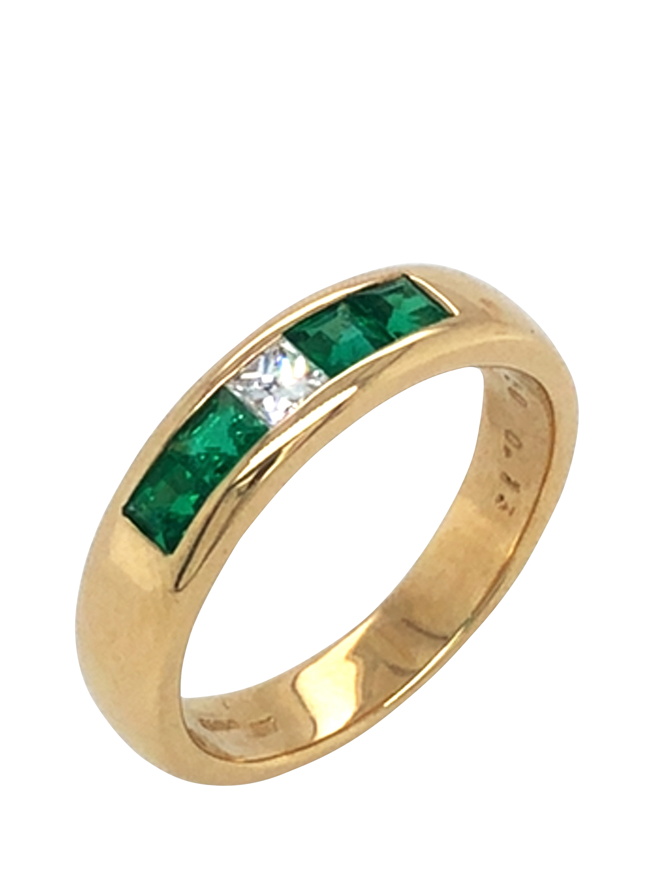Product image 2 of 5, which shows Pre-loved 18ct Yellow Gold Square Emerald Single Stone Princess Diamond Ring