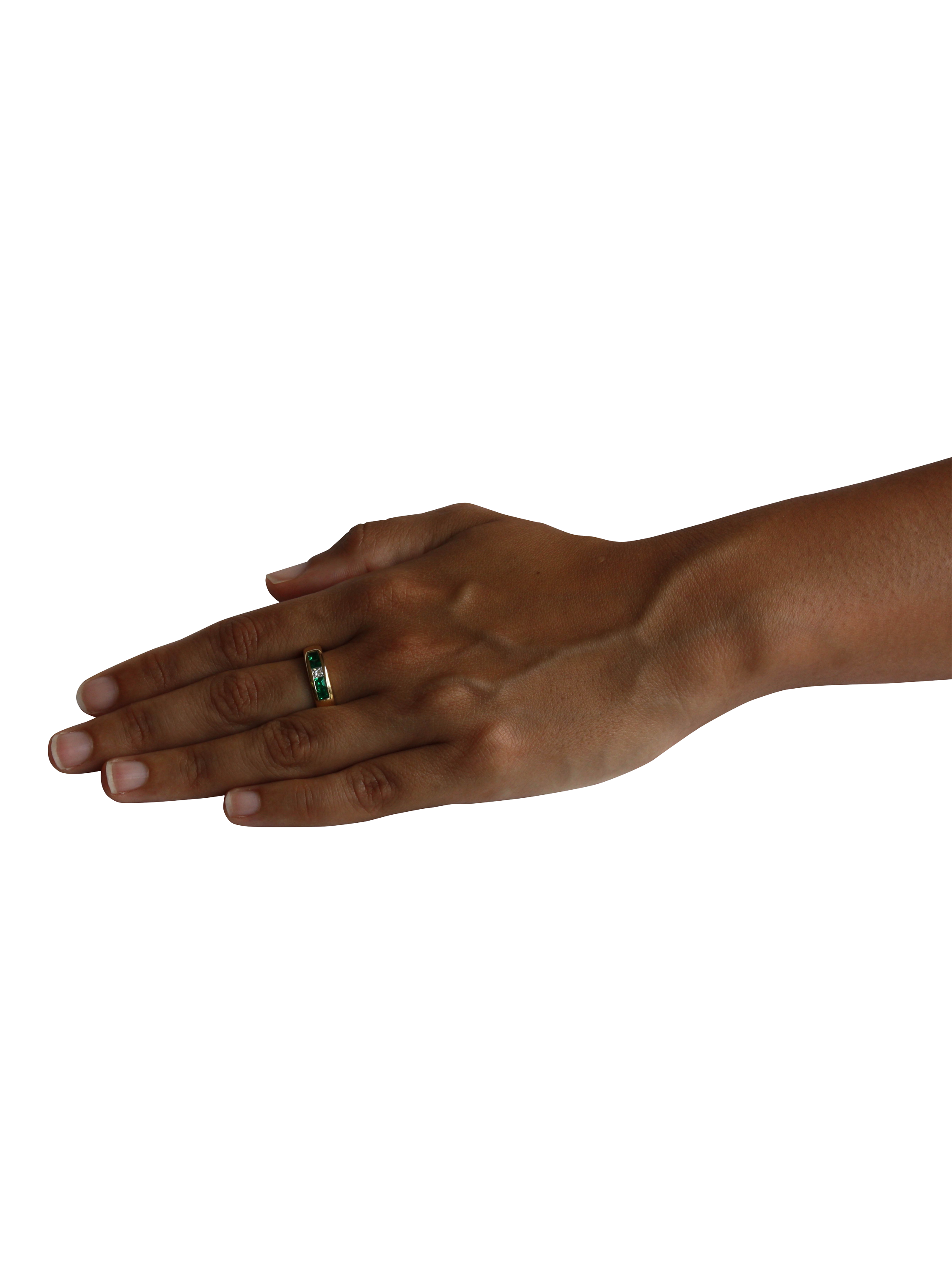 Product image 5 of 5, which shows Pre-loved 18ct Yellow Gold Square Emerald Single Stone Princess Diamond Ring
