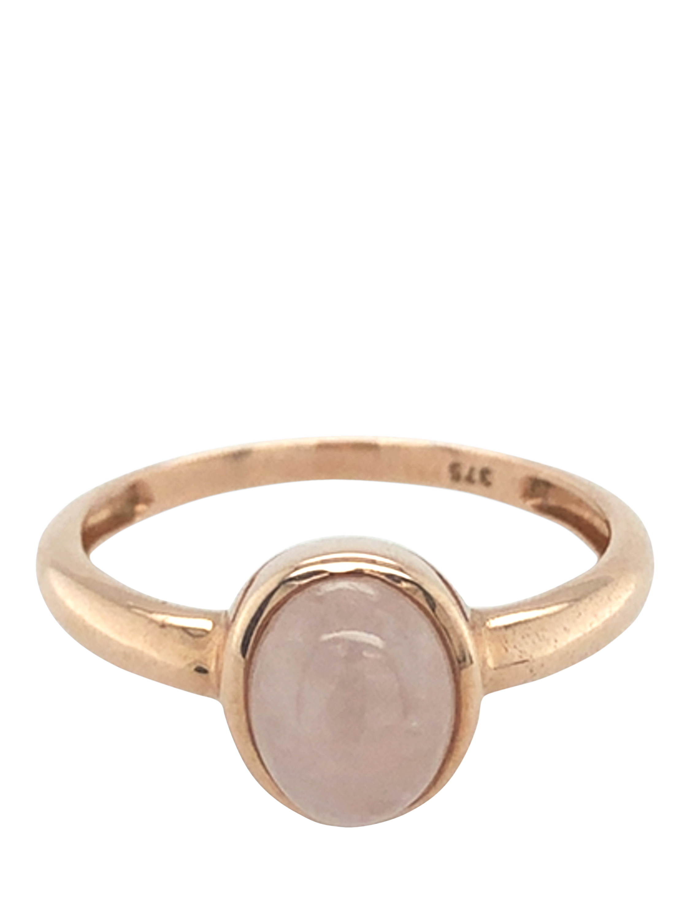 Product image 1 of 5, which shows Pre-loved 9ct Rose Gold Single Stone Oval Rose Quartz Set Ring