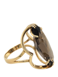 Pre-loved 9ct Yellow Gold Single Stone Oval Smoky Quartz Claw Set Ring