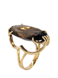 Pre-loved 9ct Yellow Gold Single Stone Oval Smoky Quartz Claw Set Ring