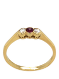 Pre-loved 18ct Yellow Gold 3-Stone Diamond and Ruby Ring