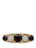 Pre-loved 9ct Yellow Gold Alternate Garnet and Opal Carved Ring, Date Circa 1976