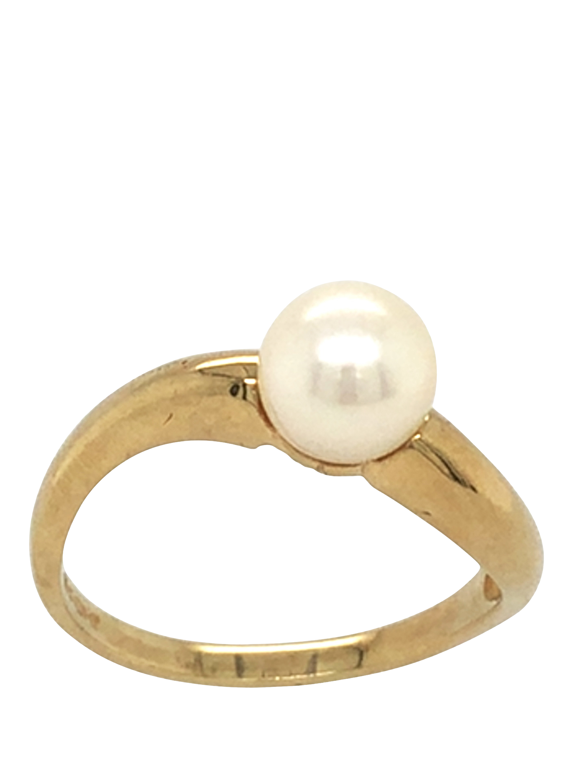 Product image 1 of 4, which shows Pre-loved 9ct Yellow Gold Single Stone Cultured Pearl Ring, Date Circa 1993