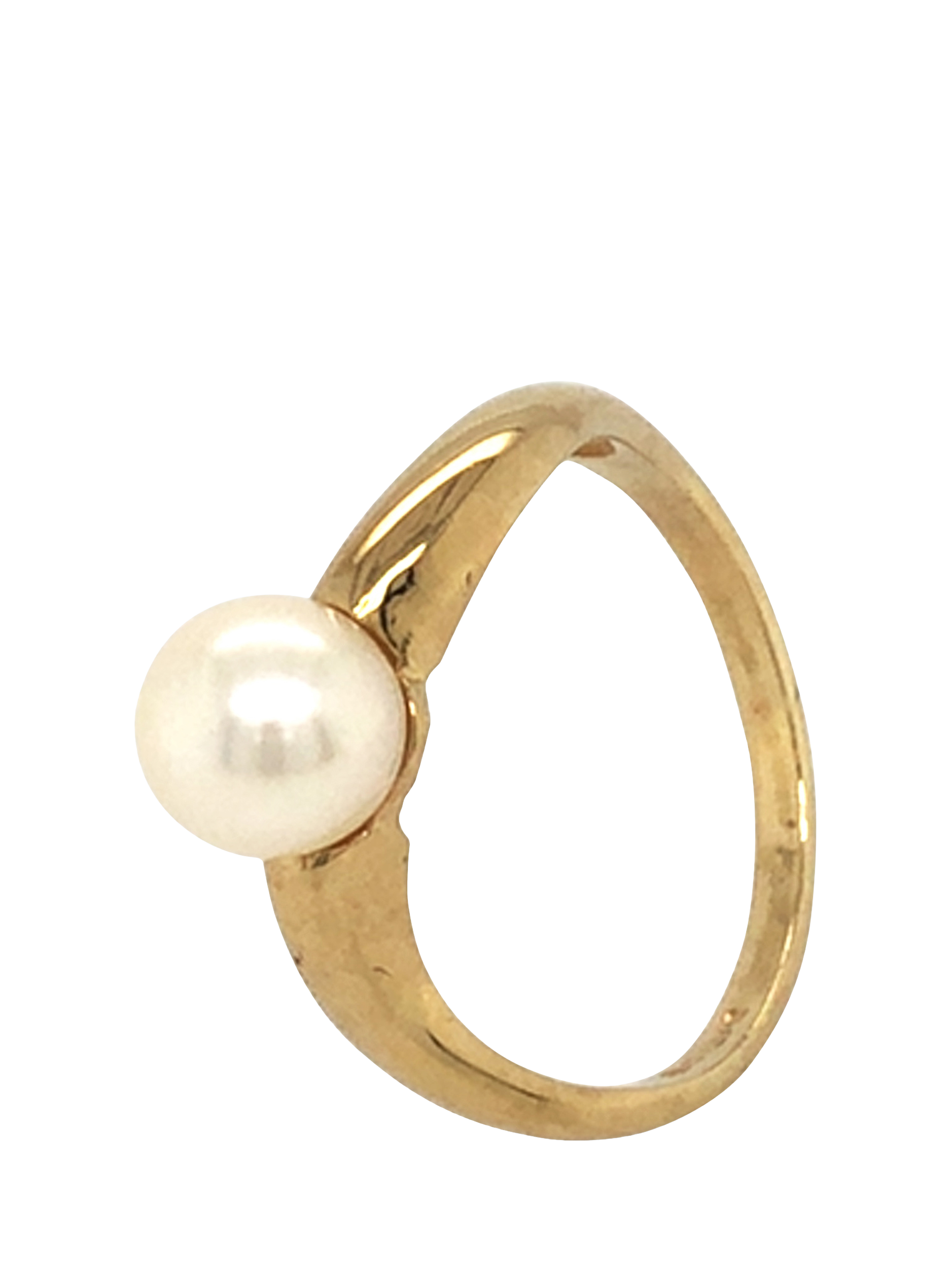 Product image 3 of 4, which shows Pre-loved 9ct Yellow Gold Single Stone Cultured Pearl Ring, Date Circa 1993