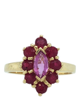 Pre-loved 9ct Yellow Gold Marquise Sapphire Claw Cluster Ring