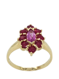 Pre-loved 9ct Yellow Gold Marquise Sapphire Claw Cluster Ring