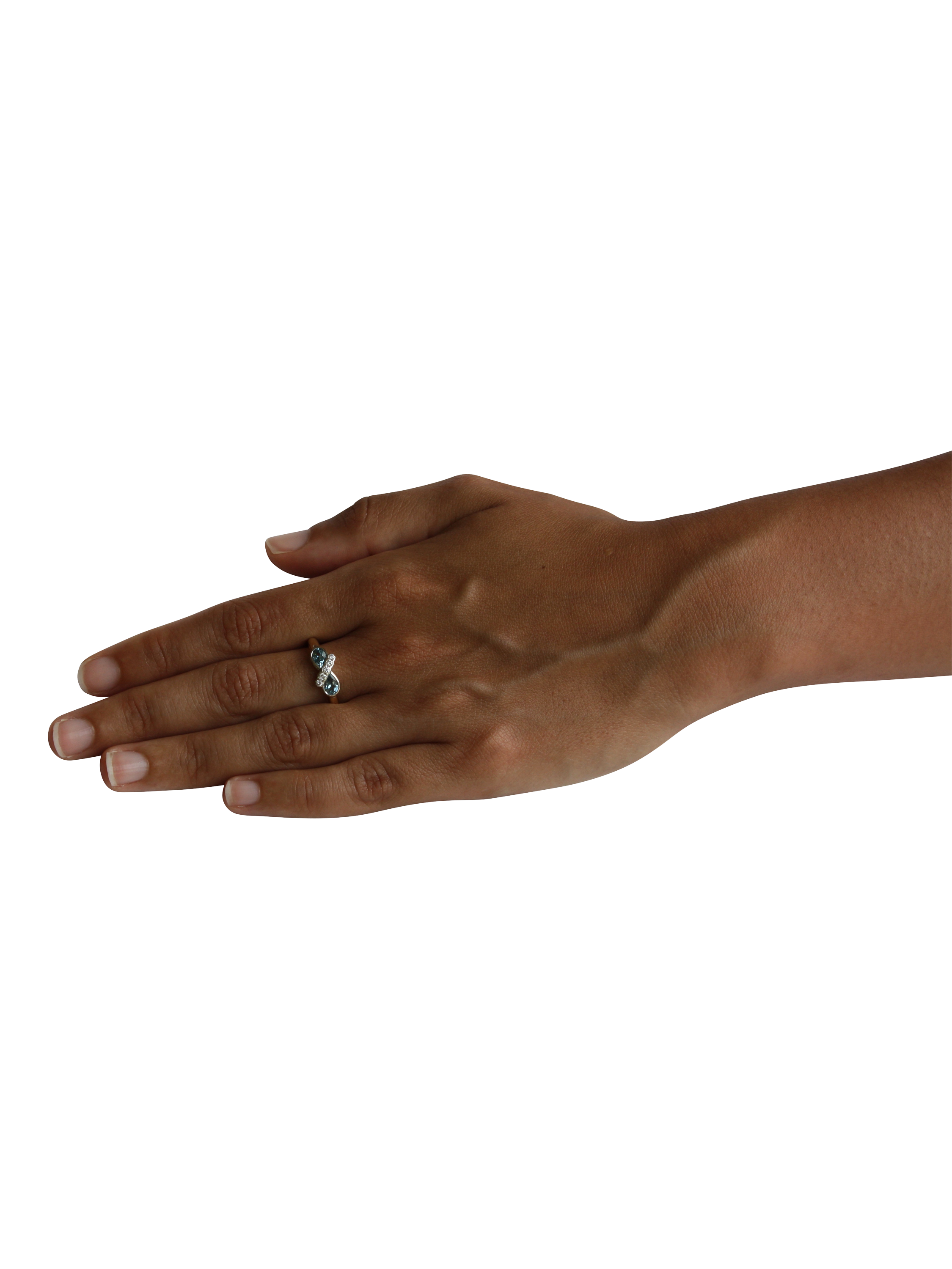 Product image 5 of 5, which shows Pre-loved 18ct Yellow and White Gold 2 Pear Shaped Aqua Diamond Ring, Dated Circa 2005