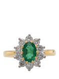 Pre-loved 18ct Yellow and White Gold Diamond and Emerald Claw Cluster Ring