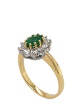 Pre-loved 18ct Yellow and White Gold Diamond and Emerald Claw Cluster Ring