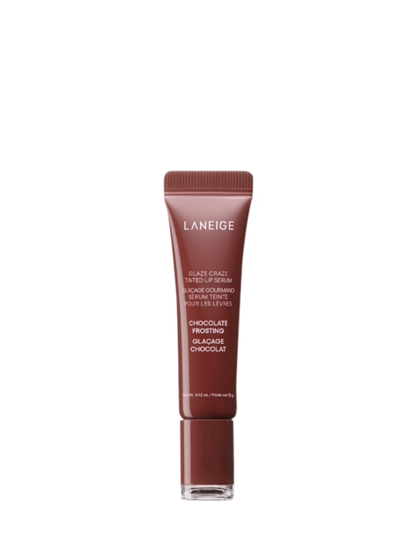 Product image 1 of 11, which shows LANEIGE Glaze Craze Tinted Lip Serum, Chocolate Frosting