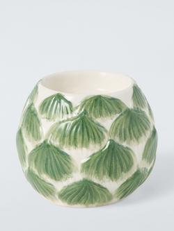 John Lewis X Deliciously Ella Artichoke Hand Painted Stoneware Candle Holder, Green/Multi, Green