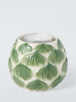 John Lewis X Deliciously Ella Artichoke Hand Painted Stoneware Candle Holder, Green/Multi - view 2, Green