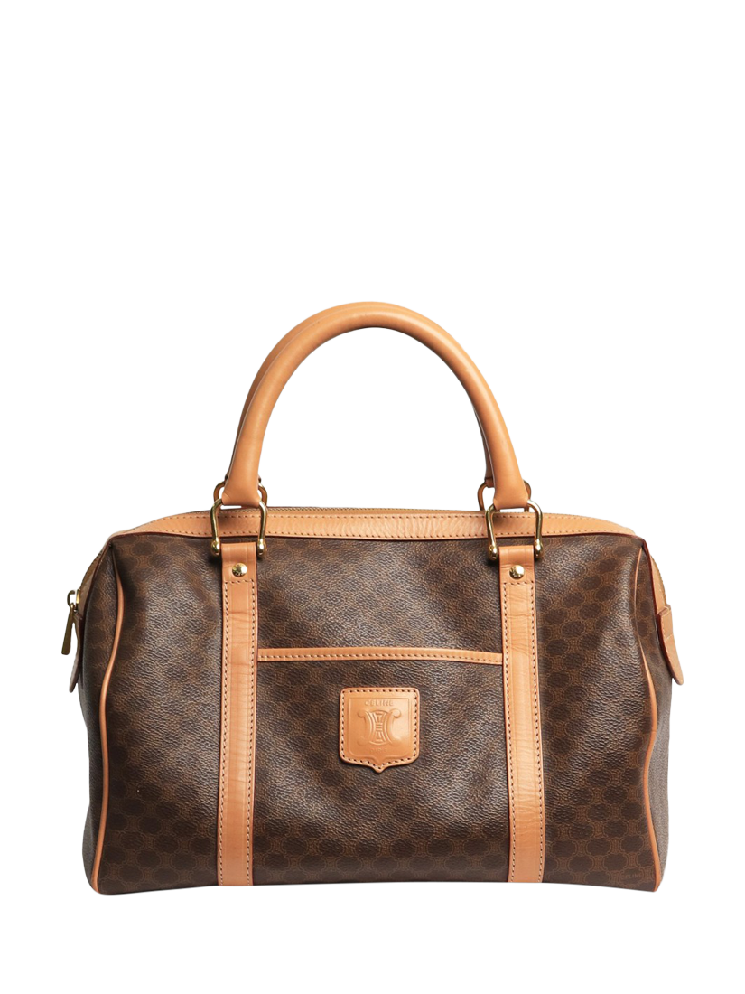 Pre-loved CELINE Canvas and Leather Macadam Top Handle Bag, Brown