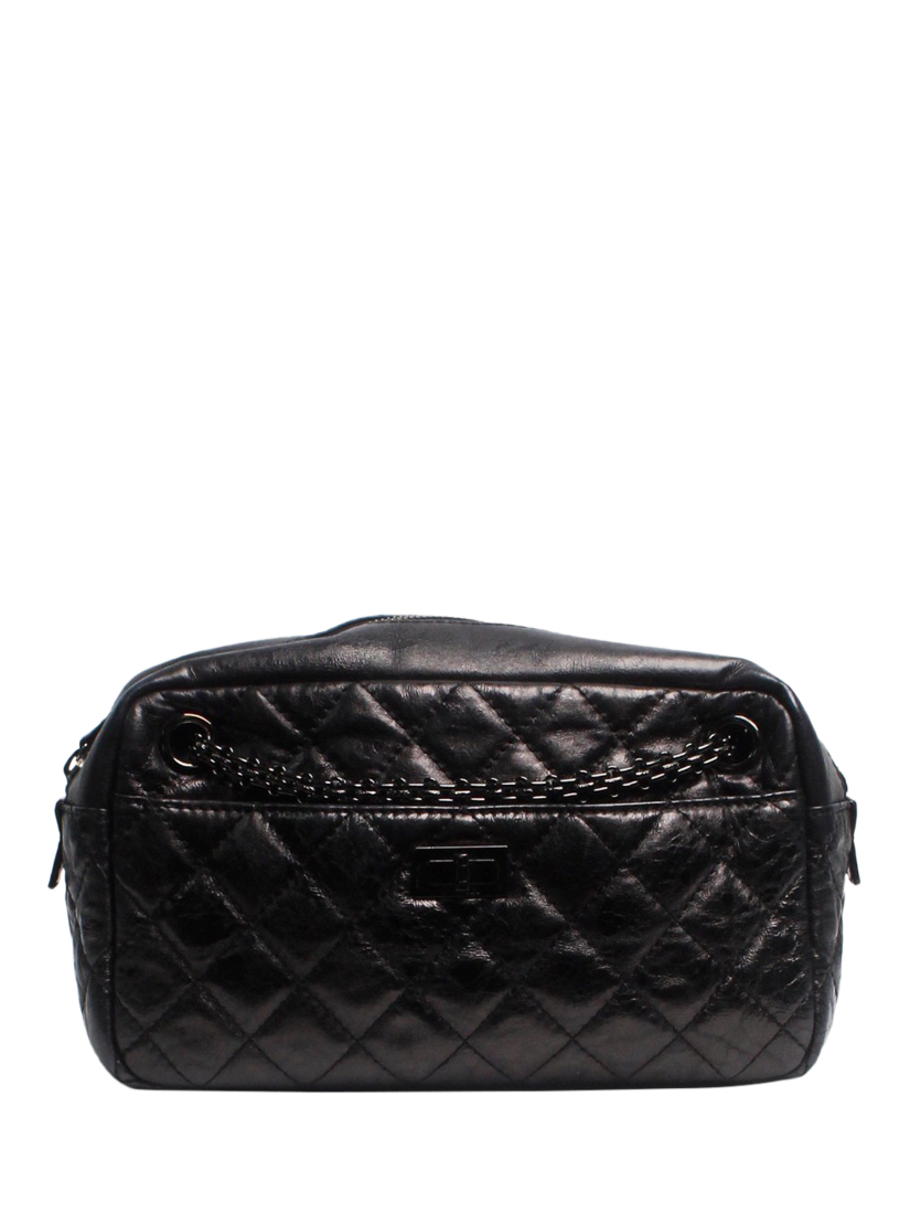 Pre-loved CHANEL 2008 Quilted Leather Turnstile Bag, Black