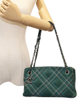 Pre-loved CHANEL 2013 Suede Chain Shoulder Bag, Green