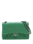Pre-loved CHANEL 2015 Large Caviar Quilted Classic Double Flap Bag, Green