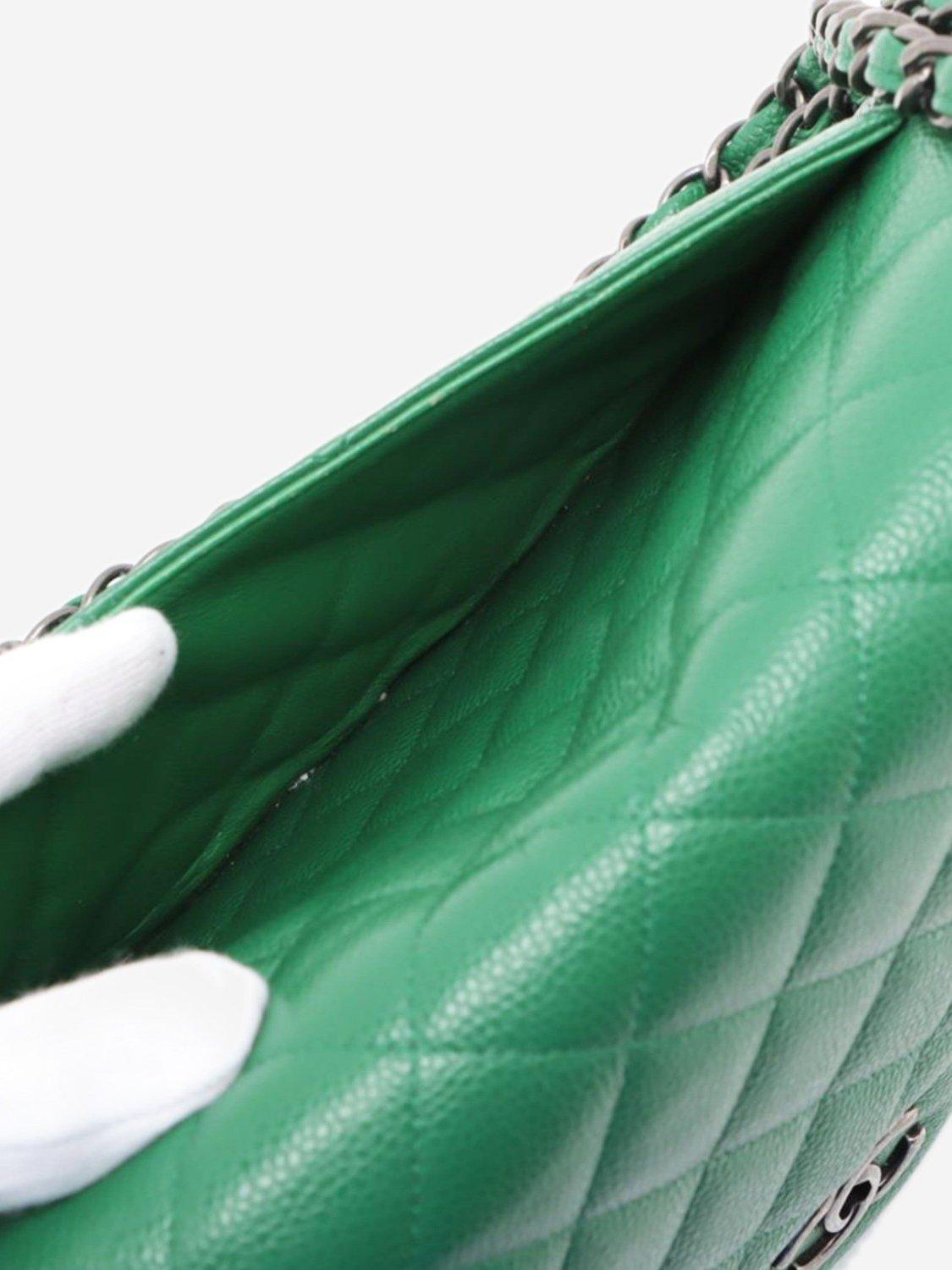 Product image 10 of 10, which shows Pre-loved CHANEL 2015 Large Caviar Quilted Classic Double Flap Bag, Green
