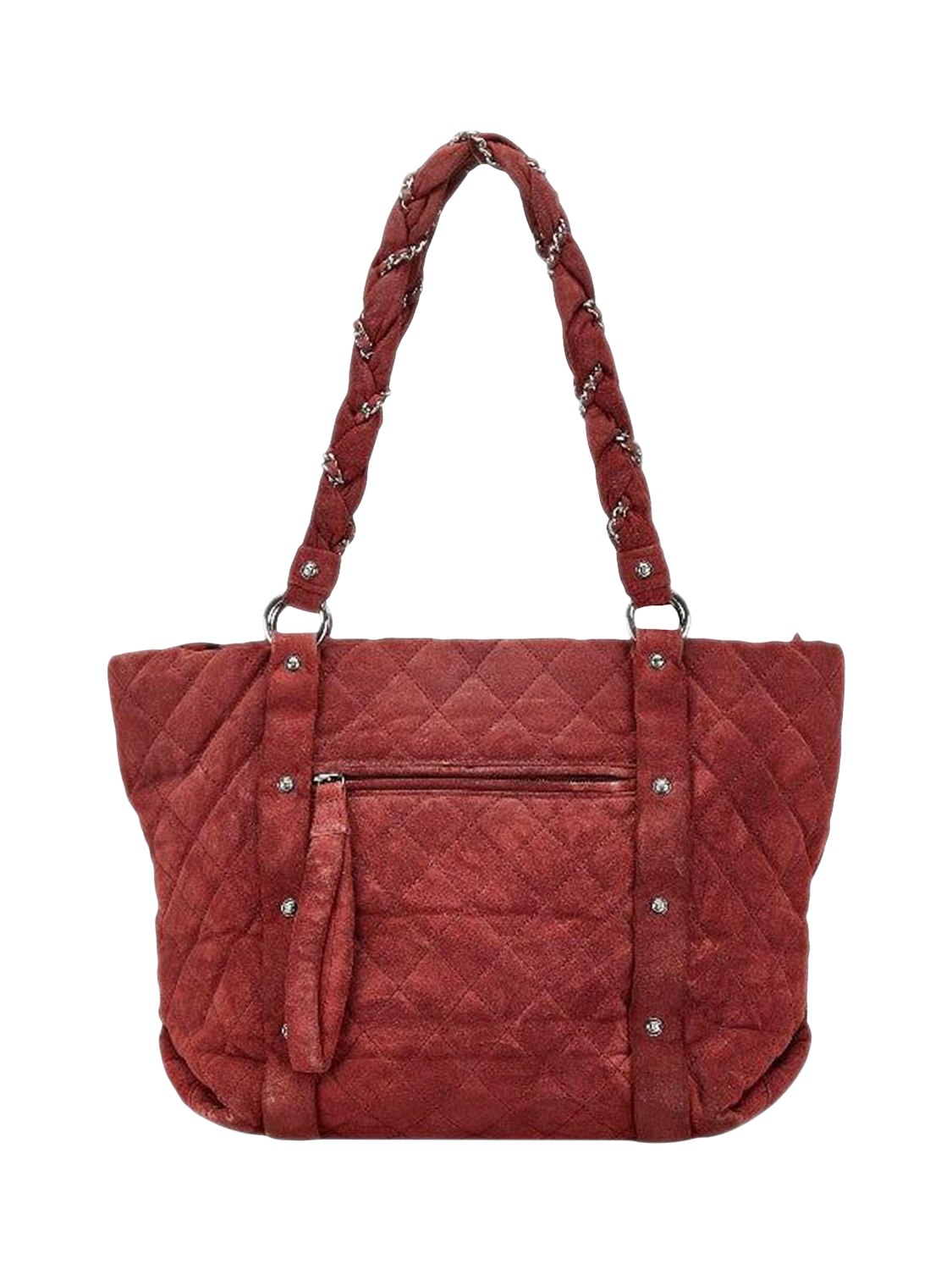 Pre-loved CHANEL 2005 Suede Matelasse Coco Mark Tote Bag, Maroon
