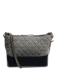 Pre-loved CHANEL 2018 Tweed and Leather Gabrielle Bag, Navy/Grey