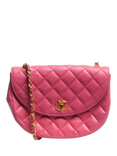 Pre-loved CHANEL Vintage 1986 Leather Half Moon Cross-Body Bag, Pink