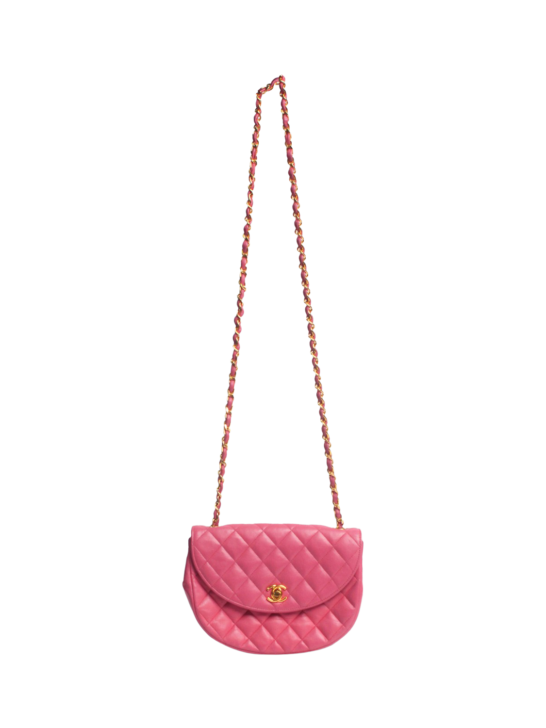 Product image 2 of 8, which shows Pre-loved CHANEL Vintage 1986 Leather Half Moon Cross-Body Bag, Pink