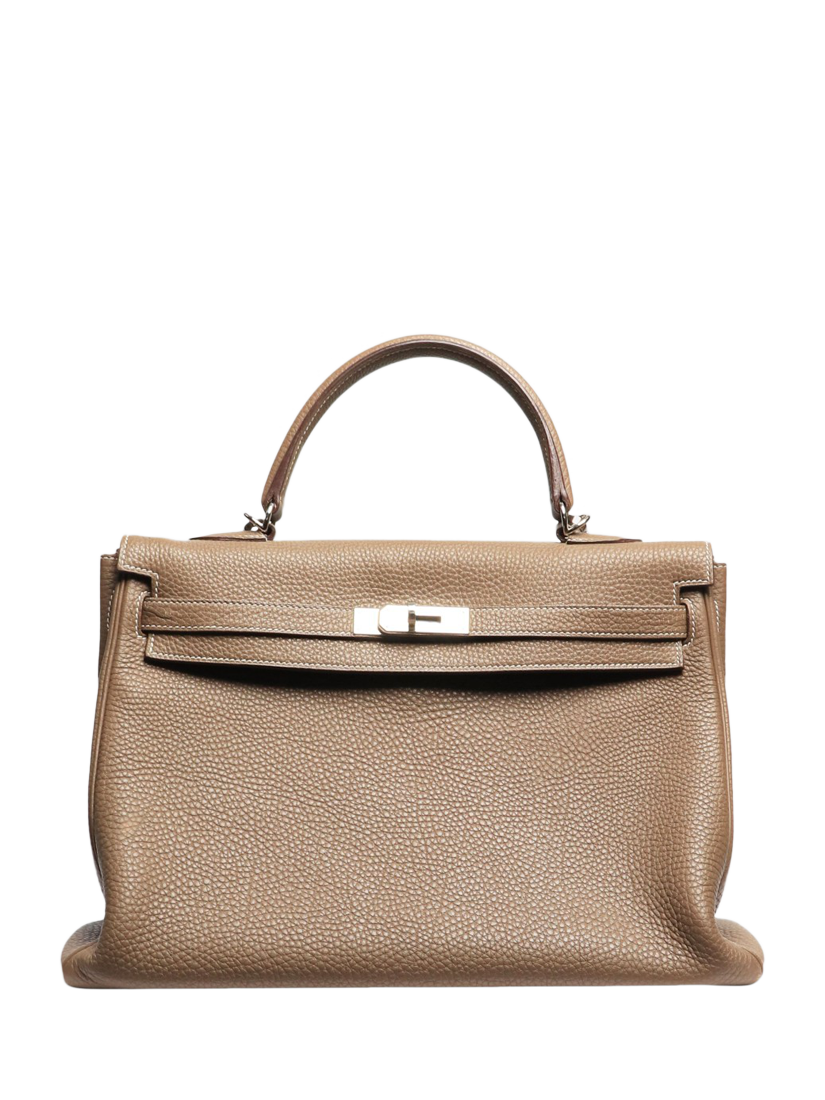 Pre-loved Hermès 2012 Kelly 35 Clemence Leather Top Handle Bag, Taupe