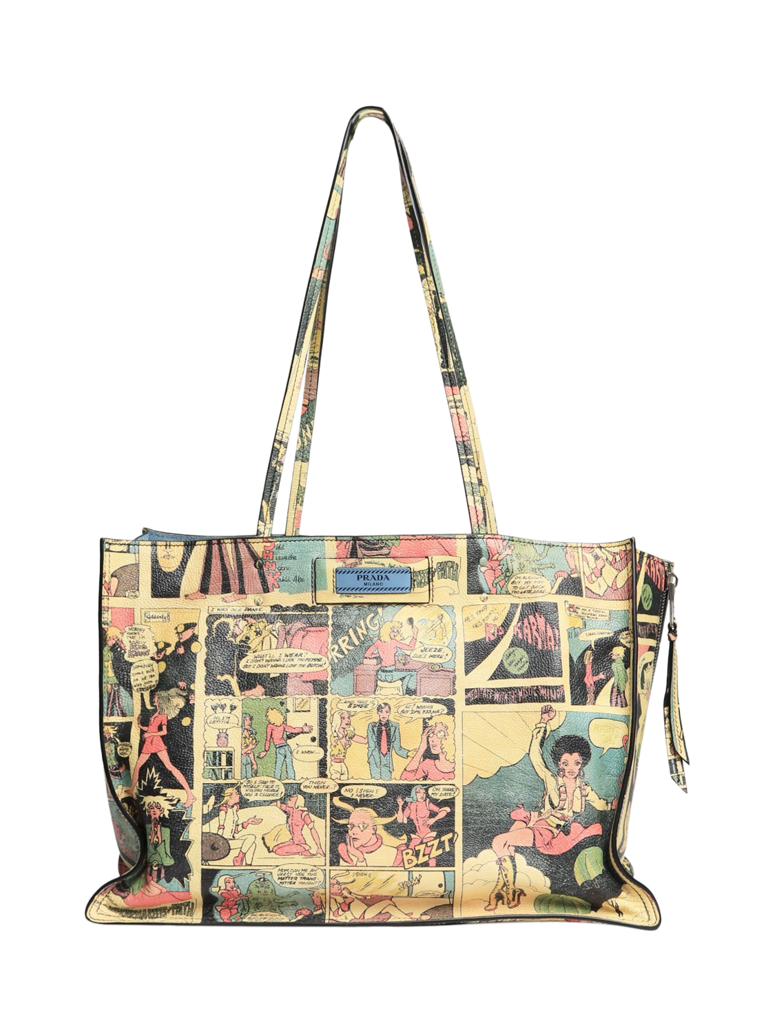 Pre-loved Prada Leather Graffiti Comic Strip Tote Bag, Black