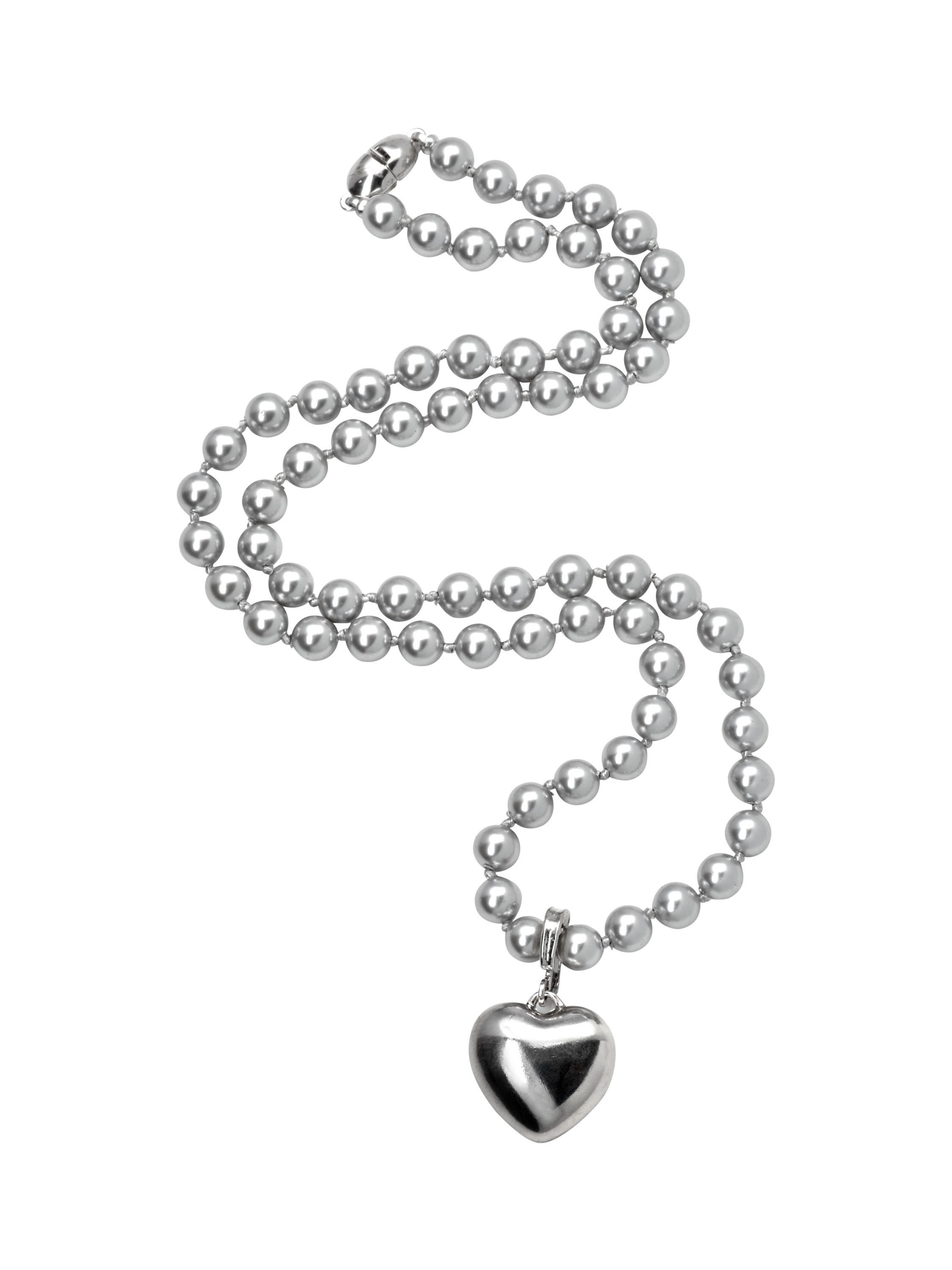 Product image 1 of 2, which shows Pre-loved Detachable Heart Pearl Necklace, Grey/Silver