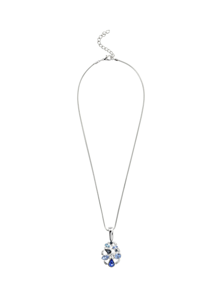 Pre-loved Vintage Rhodium Plated Detachable Pendant, Blue/Silver, Blue/Silver